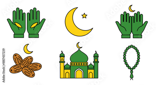 Islamic symbols and elements collection.