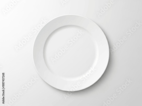 White Ceramic Dinner Plate on White Background.