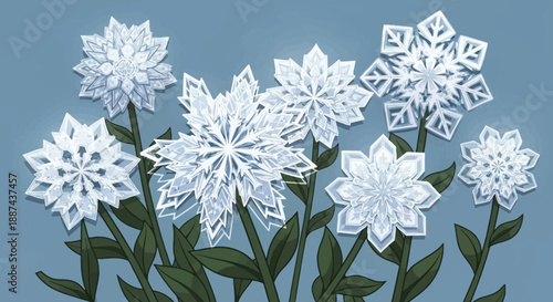 White Paper Cut Out Flowers Decoration.