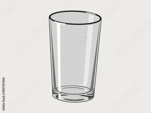 Clear Glass Tumbler Illustration Simple Design.