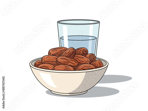 Bowl of Almonds with Glass of Water.