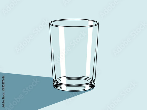 Clear Glass Tumbler on Light Surface.