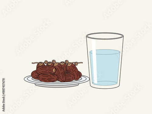Plate of Meat and Glass of Water.