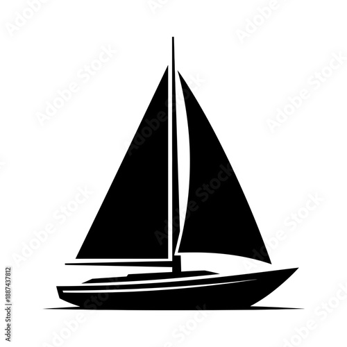 Sailboat Silhouette Icon – Sailing Yacht Symbol for Ocean, Travel & Nautical Design