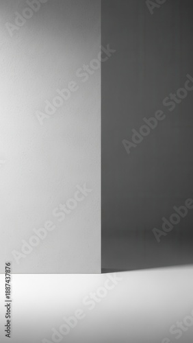 Minimalist Monochrome Corner With Dramatic Light And Shadow Contrast