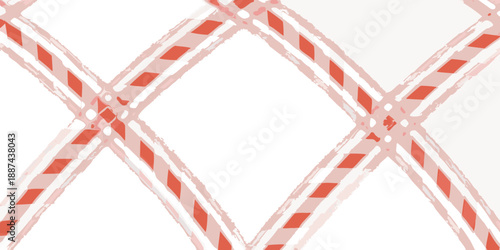 A repeating geometric pattern of red and white diagonal diamond shapes