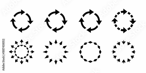 Circular arrow icons a set of rotating and cyclical graphic elements
