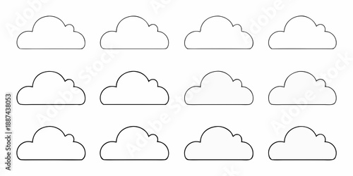Simple illustration of multiple fluffy clouds arranged in a grid pattern