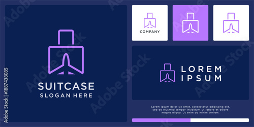Suitcase logo design template for travel.