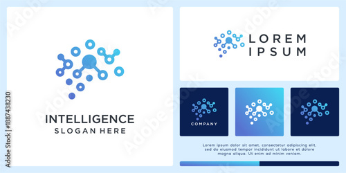 Intelligent logo design template with tech mind.