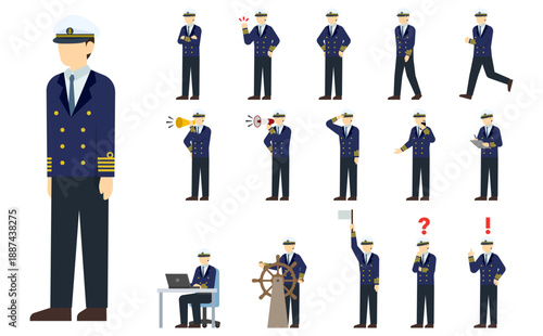 フラットイラスト：船員セット(冬)