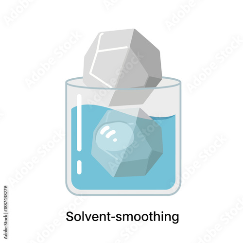 Glass Container with Ice Cube and Liquid.