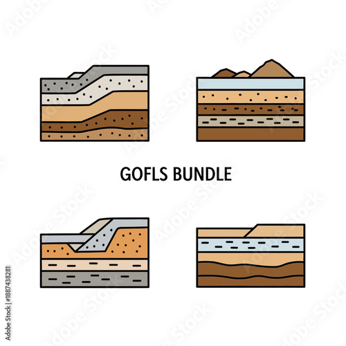Geological Layers Cross Section Diagrams Bundle.