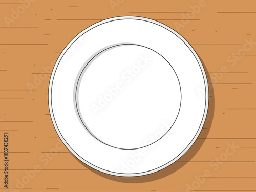 White Ceramic Dinner Plate on Table.