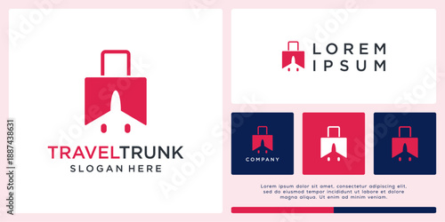 Travel trunk logo design template.