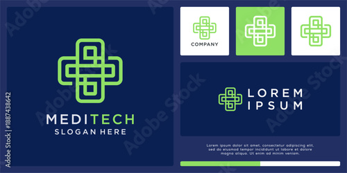 Medical tech logo design template.