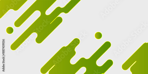 Modern Abstract Green and Lime Slanted Rounded Shapes on Light Gray Background. Modern creative trendy design in vector illustration