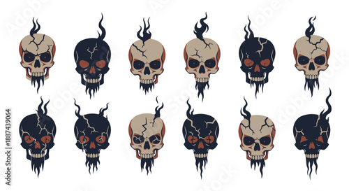 Assorted Skulls with Horns and Blood.
