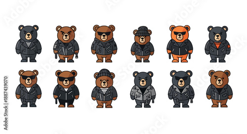 Cartoon Bears Wearing Suits and Hats.