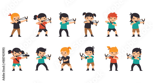 Cartoon Girls Playing Musical Instruments Together.