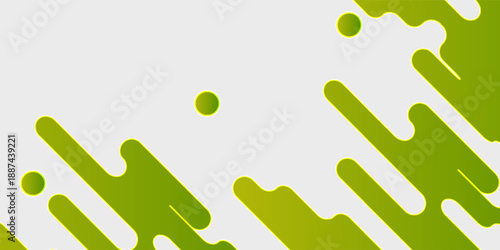 Modern Abstract Green and Lime Slanted Rounded Shapes on Light Gray Background. Suit for banner, web, brochure, pamflet and presentation