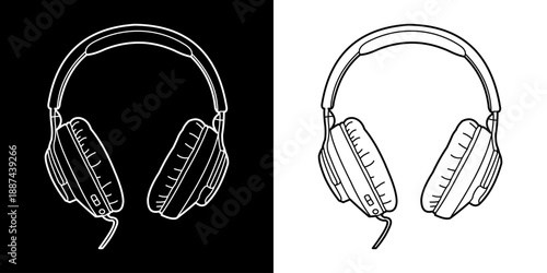 headset or headphone line art