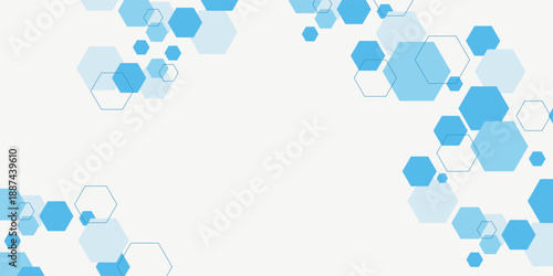 Abstract blue hexagon banner background.
