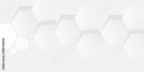Minimal white abstract background with overlapping translucent hexagon shapes