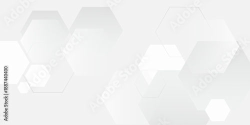 Minimal white abstract background with overlapping translucent hexagon shapes