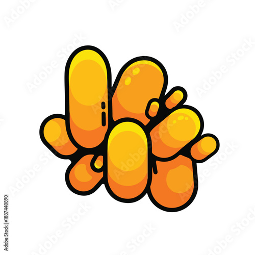 A cartoonish cluster of orange blobs