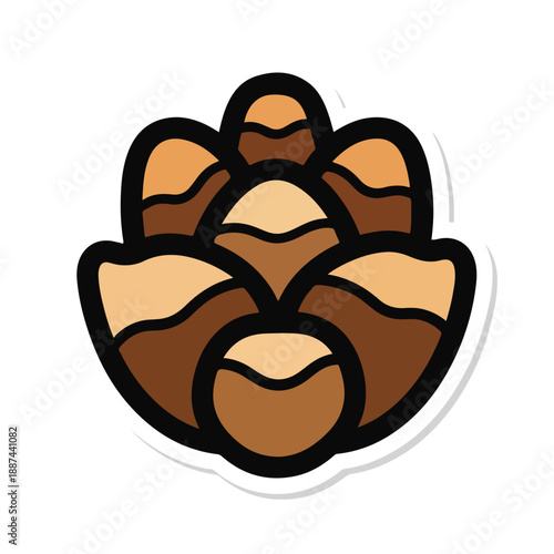A cartoonish illustration of a cluster of brown and tan objects