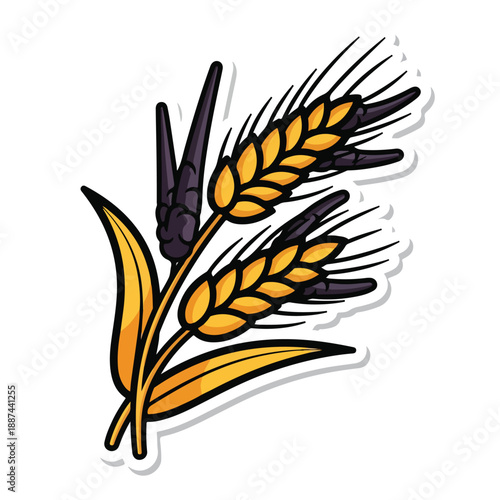 A cartoonish illustration of a wheat stalk