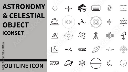 Astronomy & Celestial Objects Icon Set for Space, Universe and Astronomy Science
