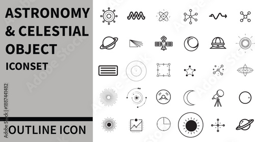 Astronomy & Celestial Objects Icon Set for Space, Universe and Astronomy Science