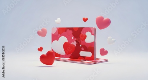 red heart and a glass of champagne