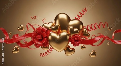 valentine background with red ribbon