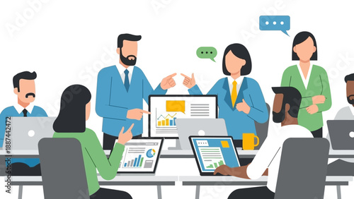 Business Professionals Discussing Project in Meeting Room.