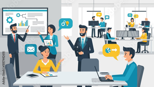 Business Professionals Discussing Project in Meeting Room.