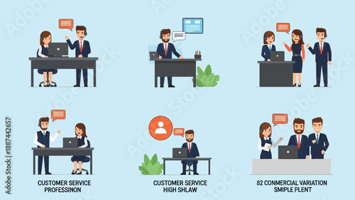 Customer Service Representatives Working at Desks.