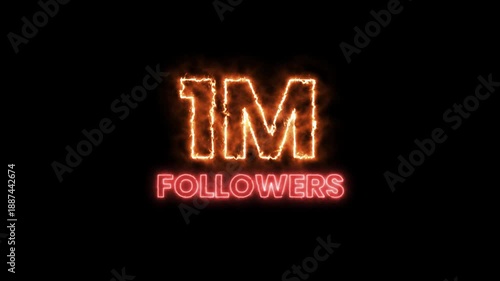 1 Million  Followers Text Animation with Saber Effects | Glowing Energy Neon Typography Motion Graphics Text Animation For Social Media With Saber Effects, RGB + Alpha Black Background