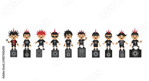Cartoon Characters with Punk Rock Style.