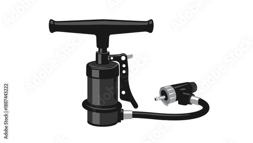 High pressure air pump with a black finish and flexible hose is designed for inflating tires and sports equipment efficiently.