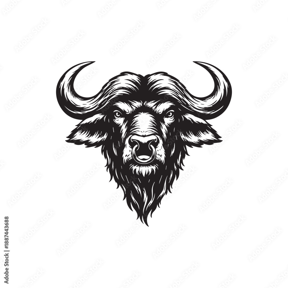 Fototapeta premium White And Black Buffalo Head