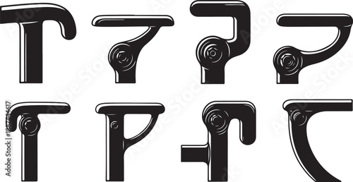 Hebrew Alphabet Letters in Black and White Vector Illustration