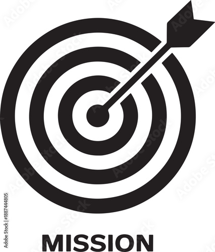 Target with arrow and mission text goal objective desig