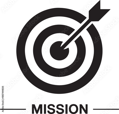 Target with arrow and mission text goal objective desig