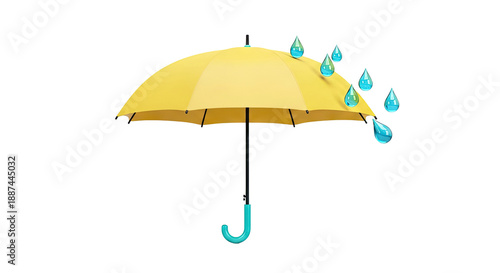 Yellow Umbrella with Water Drops