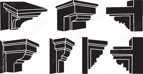Architectural details of various corbel designs and shapes