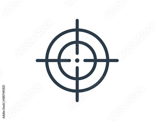 A simple graphic design featuring a target symbol