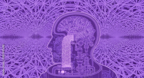 Cyborg brain mental health concept vector